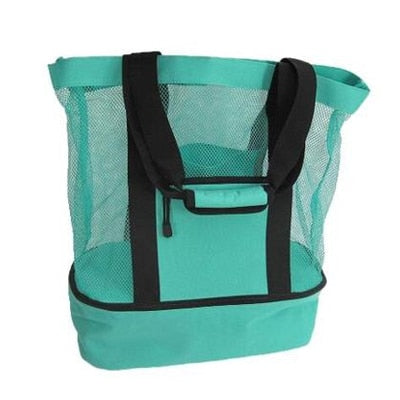 Basedidea Outdoor Insulated Cooler Bag Portable Beach Mesh Bag