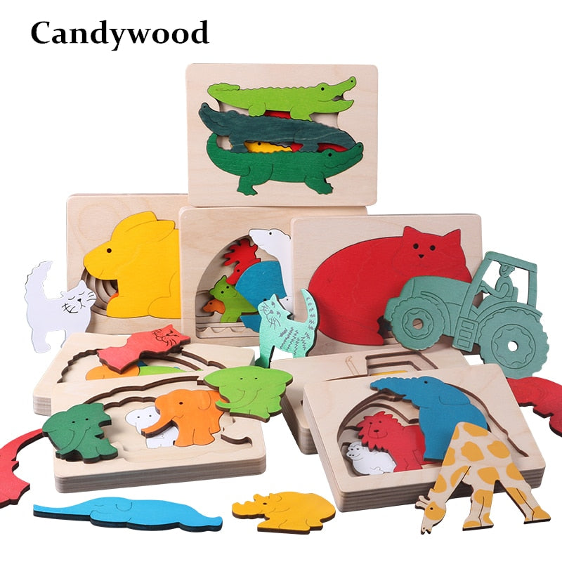 Candywood New Children Toy Animal Cartoon 3D Puzzle Multilayer J