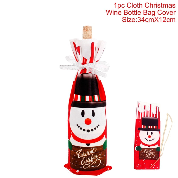 FengRise Christmas Decorations for Home Santa Claus Wine Bottle Cover Snowman Stocking Gift Holders Xmas Navidad Decor New Year