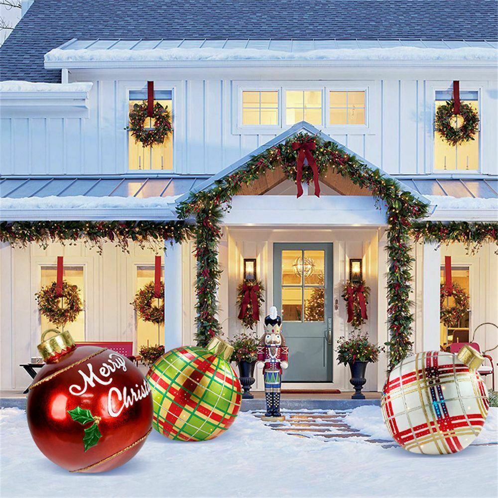 New 60CM Outdoor Christmas Inflatable Decorated Ball Made PVC Giant Big Large Balls Tree Decorations Outdoor Decoration Toy Ball