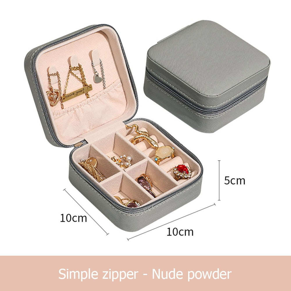 Jewelry Organizer Display Travel Jewelry Case Boxes  Leather Storage Organizer Earring Holder