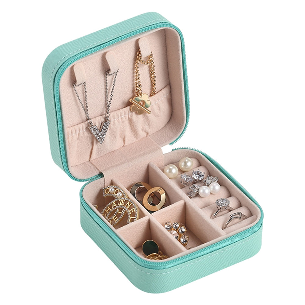 Jewelry Organizer Display Travel Jewelry Case Boxes  Leather Storage Organizer Earring Holder