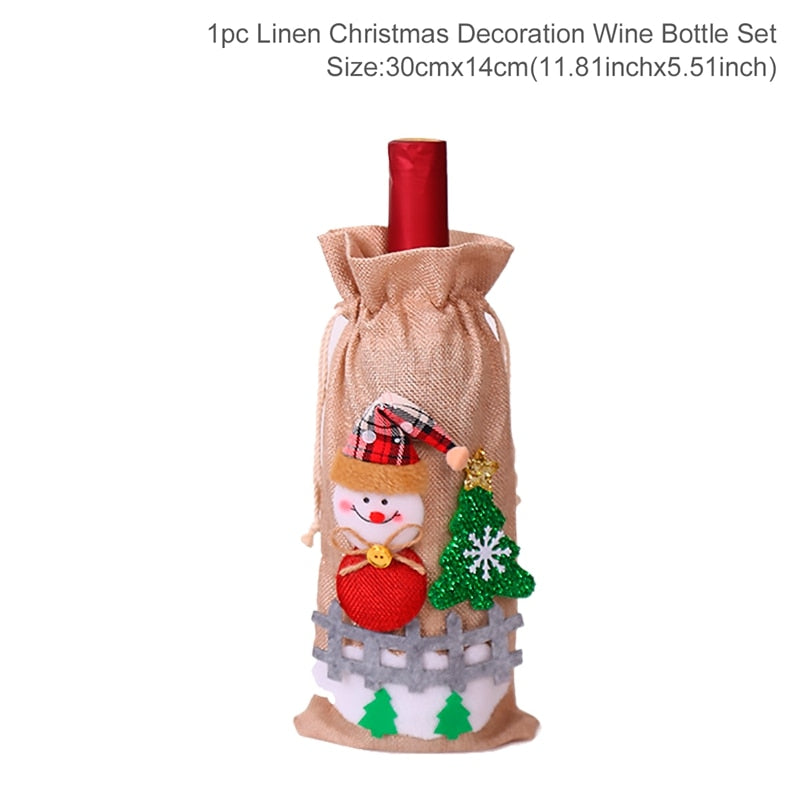 FengRise Christmas Decorations for Home Santa Claus Wine Bottle Cover Snowman Stocking Gift Holders Xmas Navidad Decor New Year