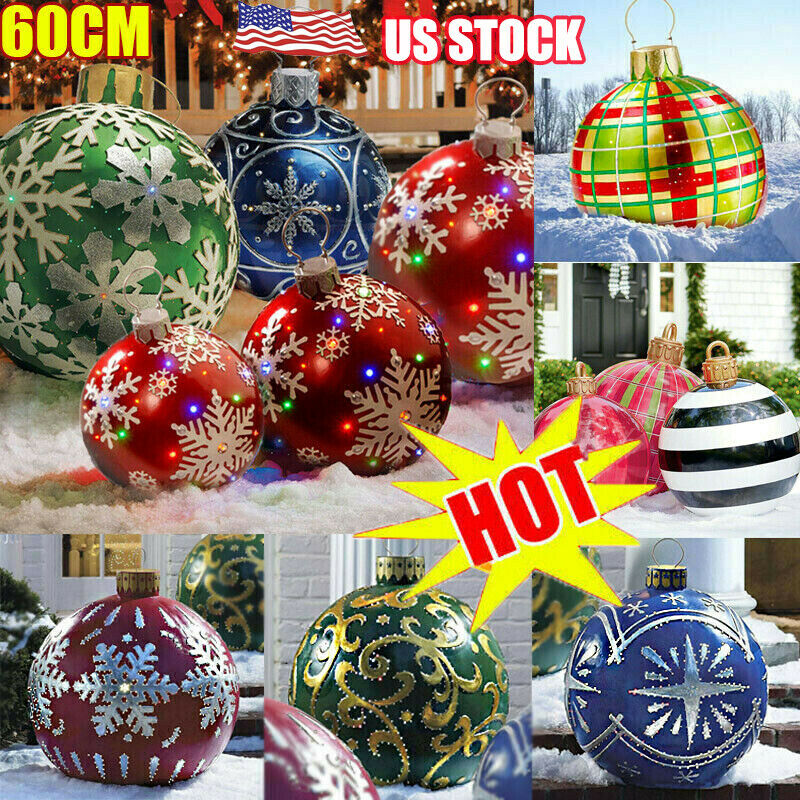 New 60CM Outdoor Christmas Inflatable Decorated Ball Made PVC Giant Big Large Balls Tree Decorations Outdoor Decoration Toy Ball