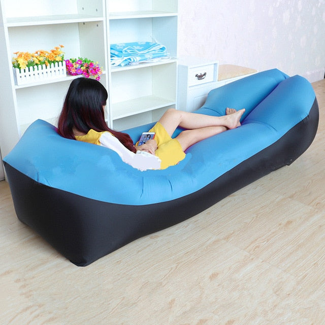 Trend Outdoor Products Fast Infaltable Air Sofa Bed Good Quality Sleeping Bag Inflatable Air Bag Lazy bag Beach Sofa 240*70cm