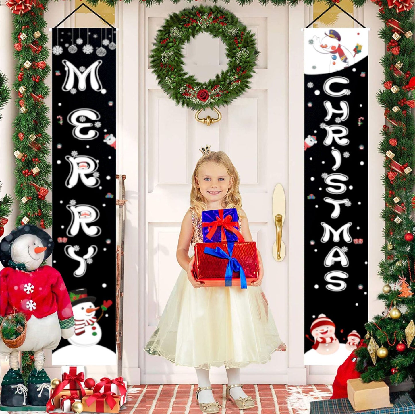 2023 Christmas Door Decoration Merry Christmas Banner Decor for Home Hanging Christmas Ornament Navidad Happy New Year Gift