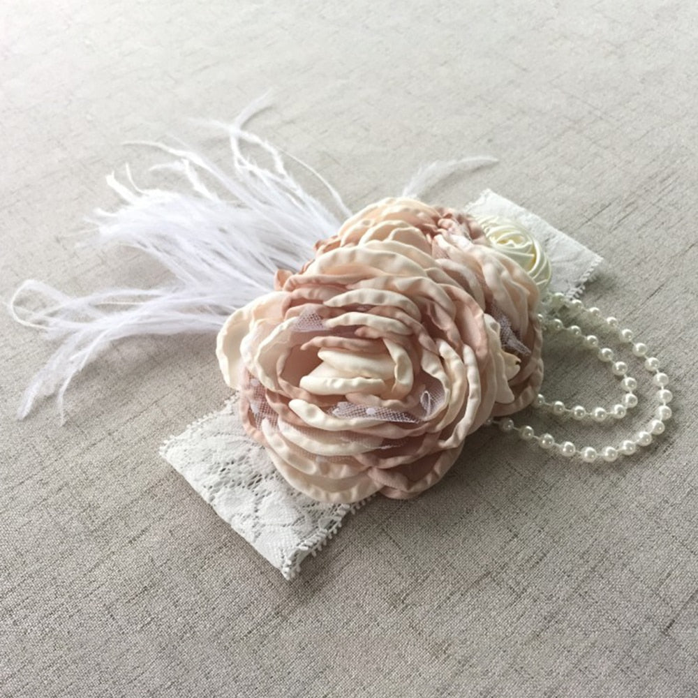 Vintage Flower Headband Baby Girls Headwraps Newborn Photography Props Gifts Lace Elastic Hair Bands