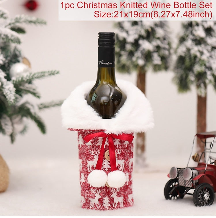 FengRise Christmas Decorations for Home Santa Claus Wine Bottle Cover Snowman Stocking Gift Holders Xmas Navidad Decor New Year