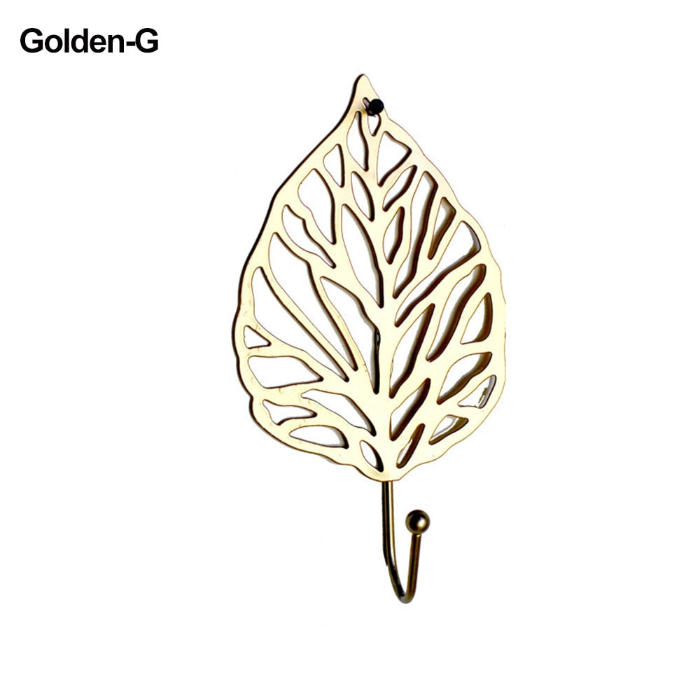 Nordic Style Gold/Green Leaf Shape Wrought Iron Hook