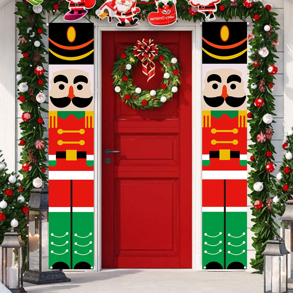 2023 Christmas Door Decoration Merry Christmas Banner Decor for Home Hanging Christmas Ornament Navidad Happy New Year Gift