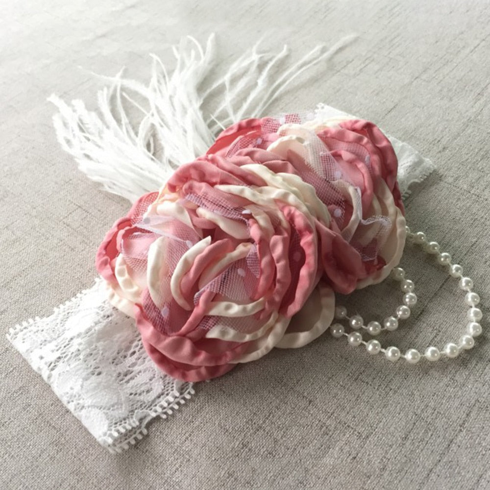 Vintage Flower Headband Baby Girls Headwraps Newborn Photography Props Gifts Lace Elastic Hair Bands