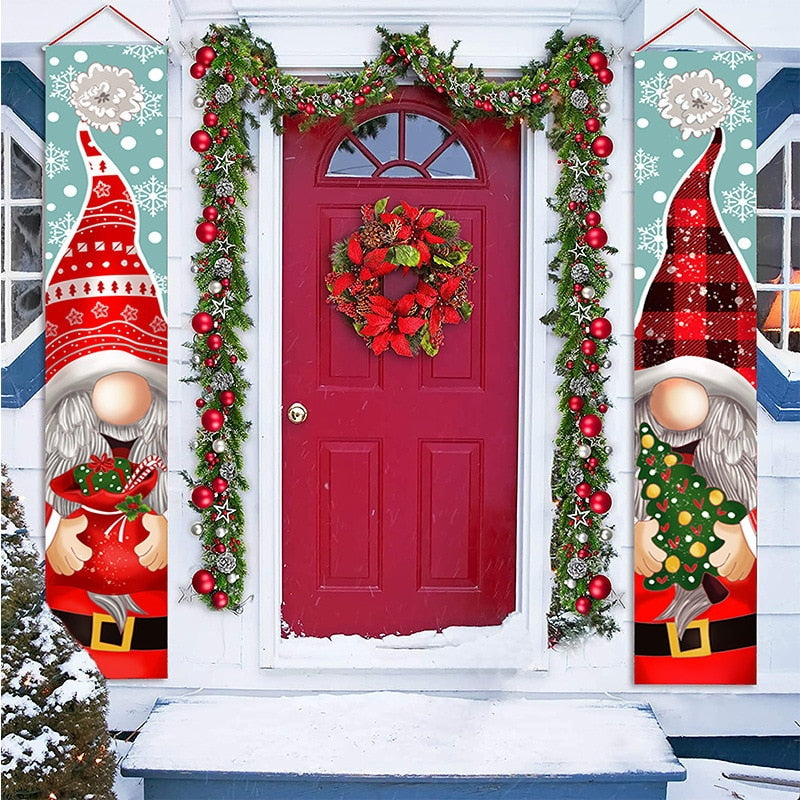 2023 Christmas Door Decoration Merry Christmas Banner Decor for Home Hanging Christmas Ornament Navidad Happy New Year Gift