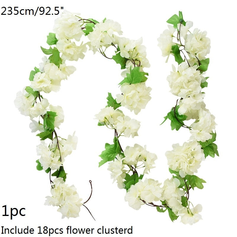 Wisteria Artificial Flower Vine Ivy Leaf Garland Silk Rose Flowers Rattan String Vine Wedding Arch Flower Home Garden Decoration