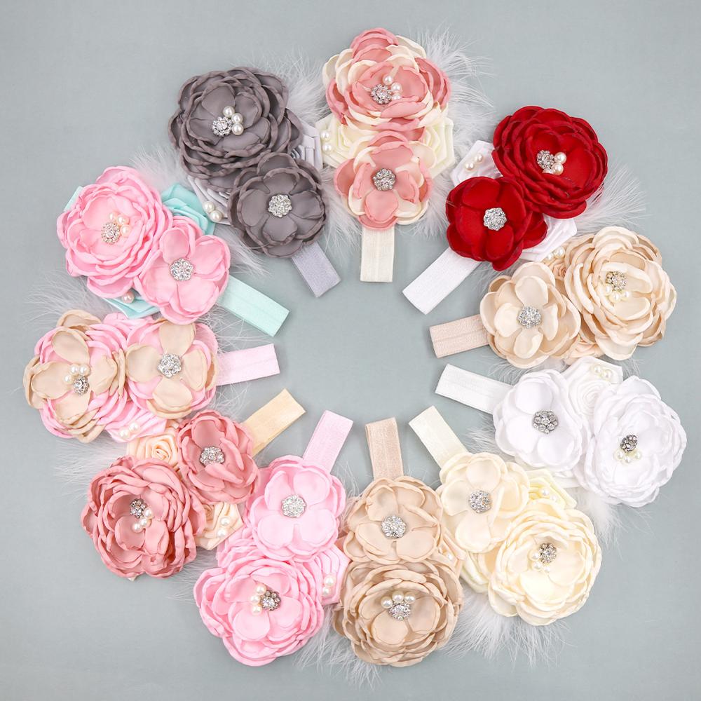 Vintage Flower Headband Baby Girls Headwraps Newborn Photography Props Gifts Lace Elastic Hair Bands