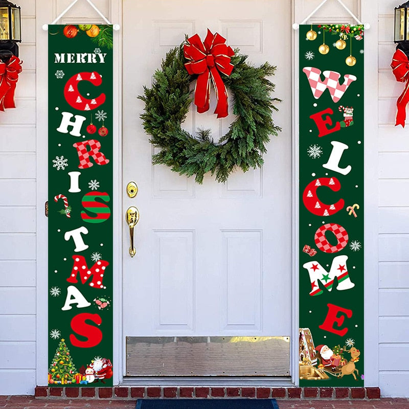 2023 Christmas Door Decoration Merry Christmas Banner Decor for Home Hanging Christmas Ornament Navidad Happy New Year Gift