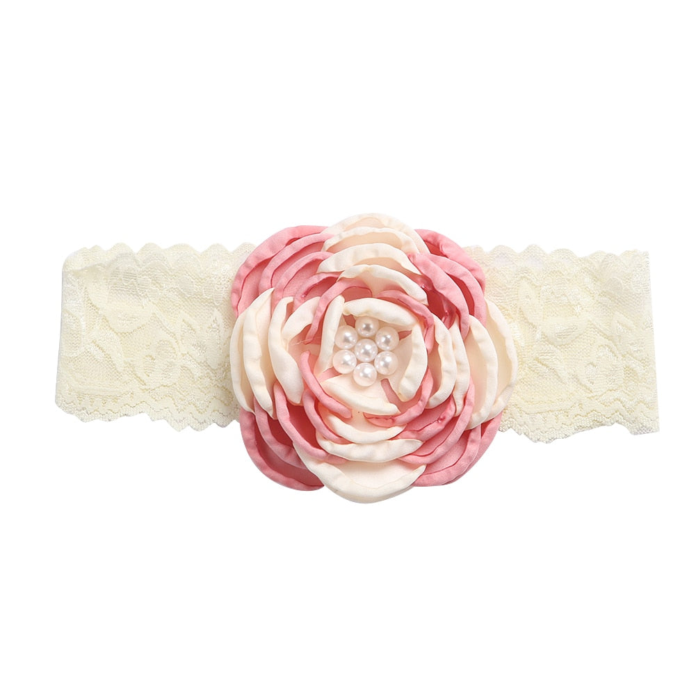 Vintage Flower Headband Baby Girls Headwraps Newborn Photography Props Gifts Lace Elastic Hair Bands