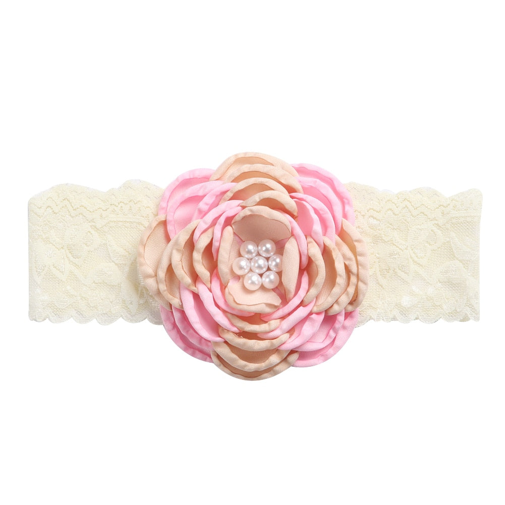 Vintage Flower Headband Baby Girls Headwraps Newborn Photography Props Gifts Lace Elastic Hair Bands