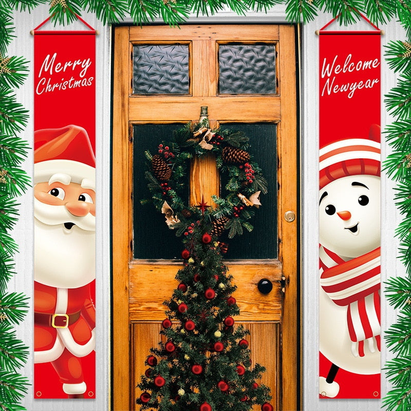 2023 Christmas Door Decoration Merry Christmas Banner Decor for Home Hanging Christmas Ornament Navidad Happy New Year Gift