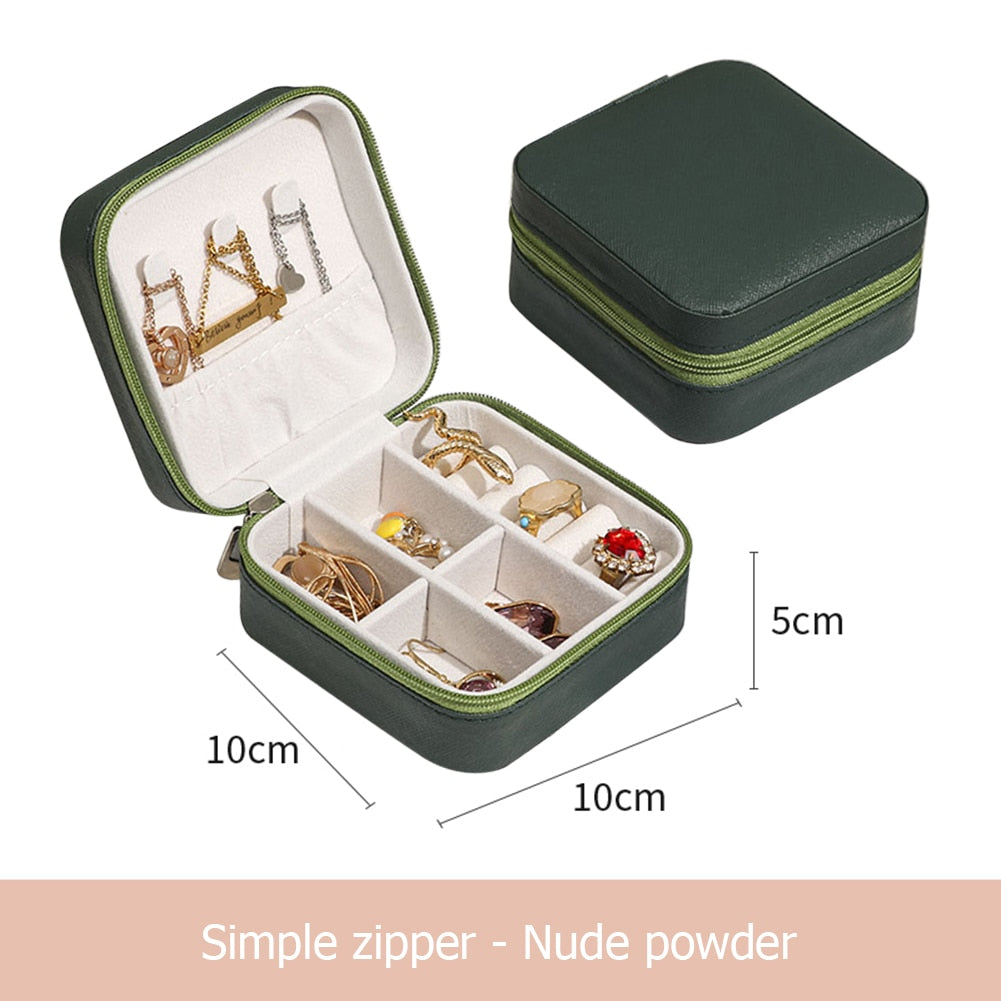 Jewelry Organizer Display Travel Jewelry Case Boxes  Leather Storage Organizer Earring Holder