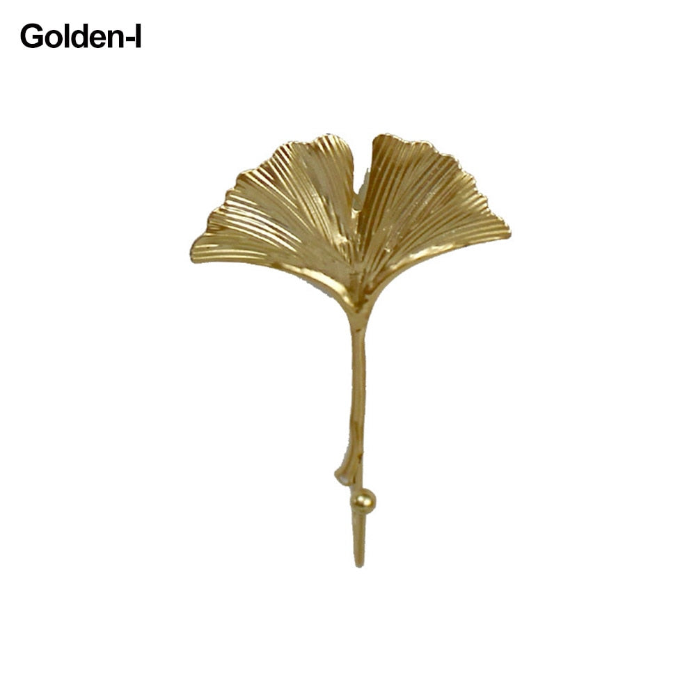 Nordic Style Gold/Green Leaf Shape Wrought Iron Hook