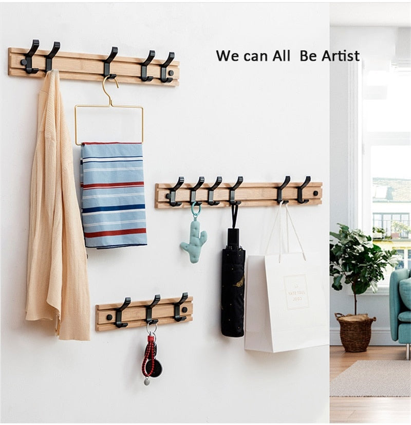 Nordic Fashion Style Bedroom Furniture Coat Rack Clothes Hanger Hooks Living Room Closet Bamboo Hat Racks Coat Hanger Wall Hook