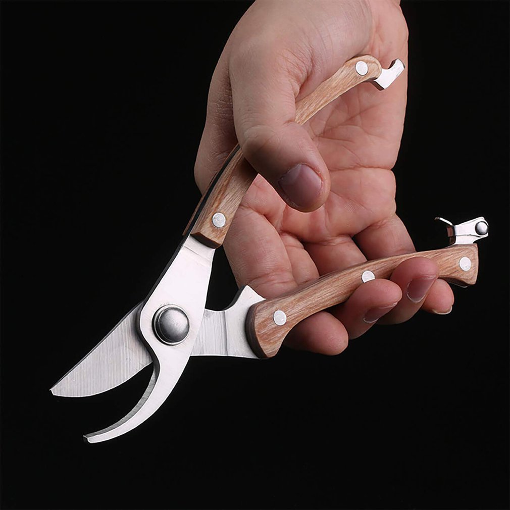 Wood Handle Pruning Scissors Garden Scissors Tree Trimmers Secateurs Multifunctional Pruning Shears Gardening Tool