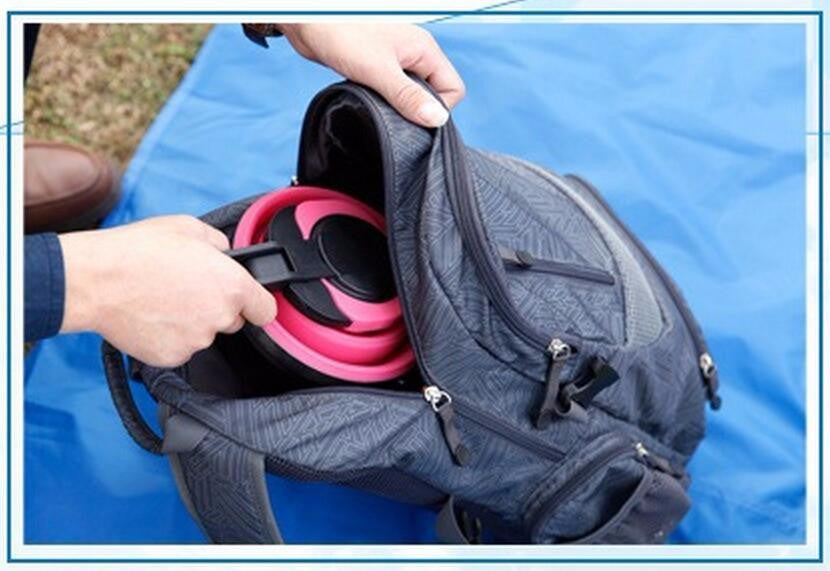 Outdoor Foldable Silicone Water Kettle Tea Boiler Portable Camping Kitchen Suppies Stainless Steel Bottom Boiling Water Kettle