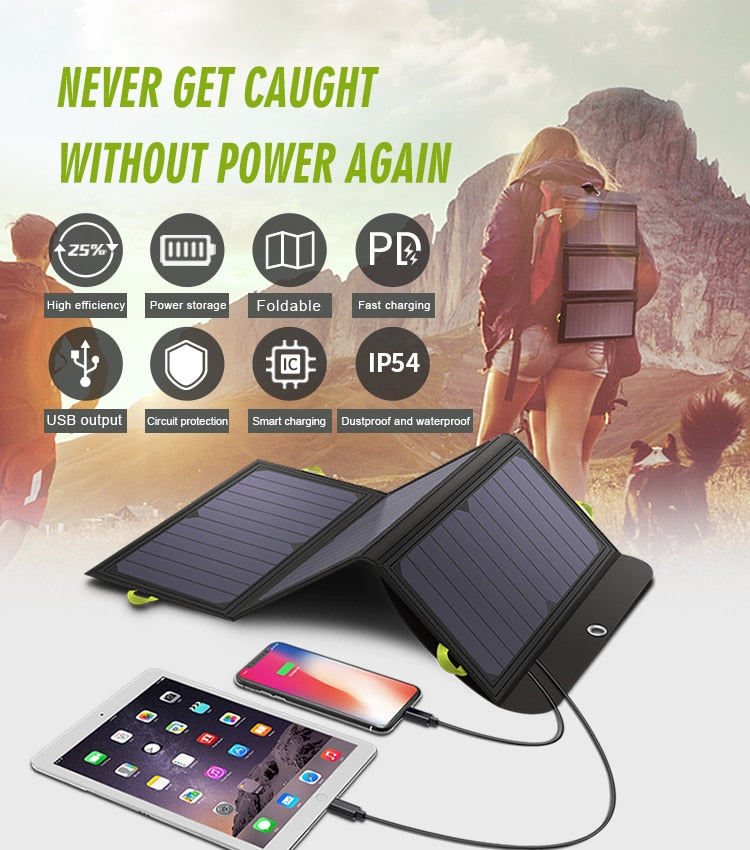 ALLPOWERS Solar Panel 5V 21W Built-in 10000mAh Battery Portable Solar Charger Waterproof