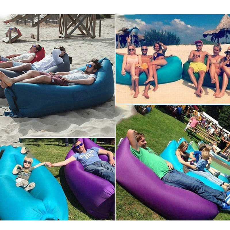 Trend Outdoor Products Fast Infaltable Air Sofa Bed Good Quality Sleeping Bag Inflatable Air Bag Lazy bag Beach Sofa 240*70cm