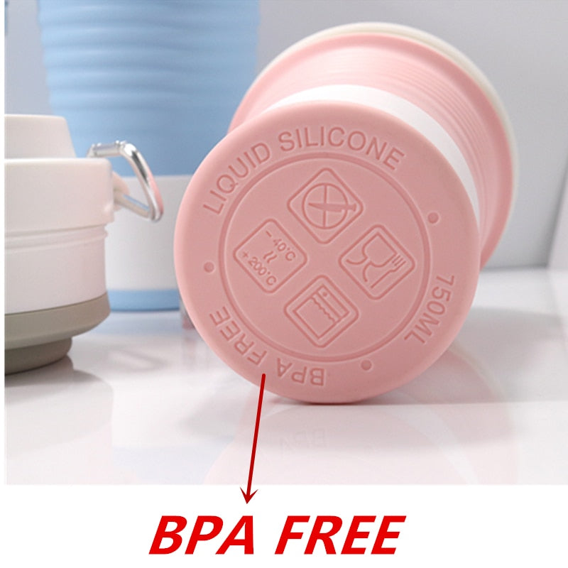 Food Grade Silicone Coffee Cups  With Straw BPA FREE 550/750ML Water Cup Outdoors Camping Hiking  Foldable Water Bottle