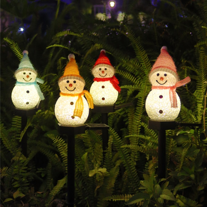 Solar Garden Lights Snowman Christmas Decoration Waterproof Solar Led Light Outdoor Post Lamp Lawn Landscape Led Solar Lighting