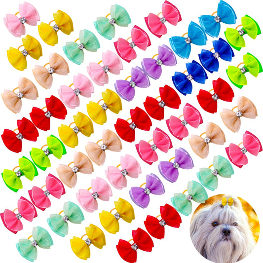 10pcs Dog Bows Diamond Lace Dog Hair Accessories Small Dog Cat Bowknot Dog Grooming Accessories Pet Products For Small Dogs