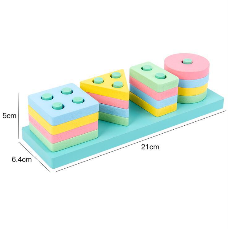 Four-post Geometric Modeling Building Blocks Teaching Aids Children&#39;s Wooden Toys