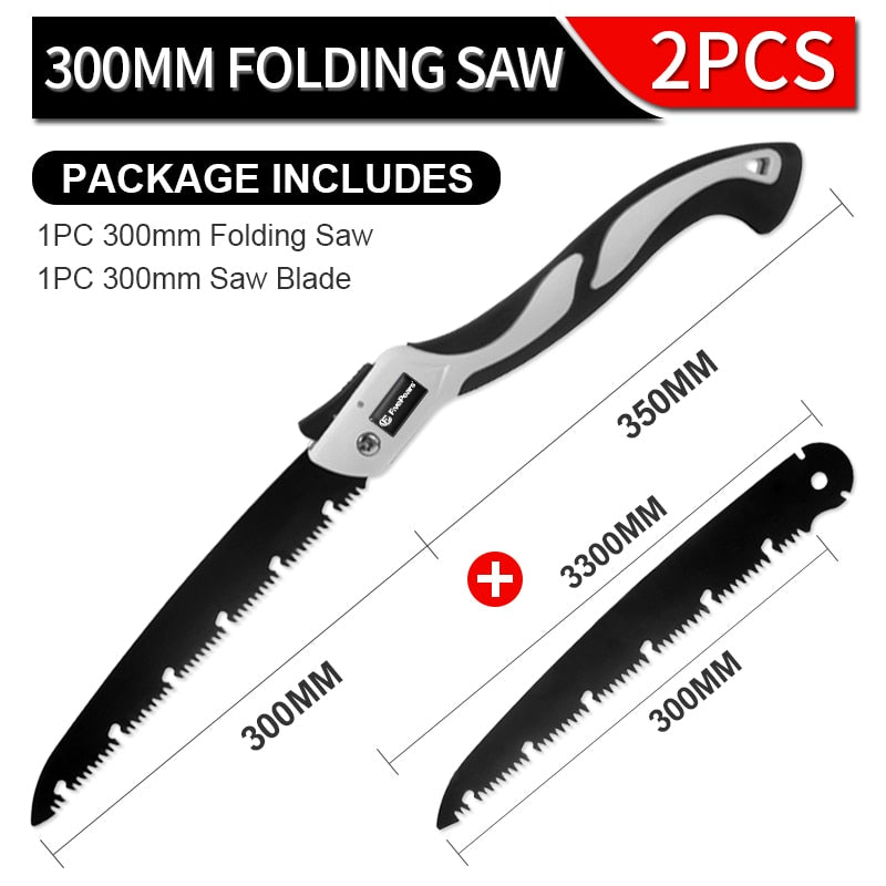 FivePears Portable Folding Hand Saw,Sk5 Alloy Hacksaw Blade,PTFE Coating,Portable Closes Camping Multitool Saws