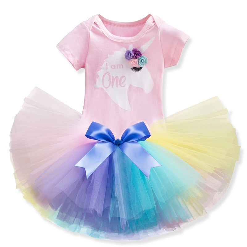 1 Year Baby Girl Clothes Unicorn Party tutu Girls Dress Newborn Baby Girls 1st Birthday Outfits Toddler Girls Boutique Clothing