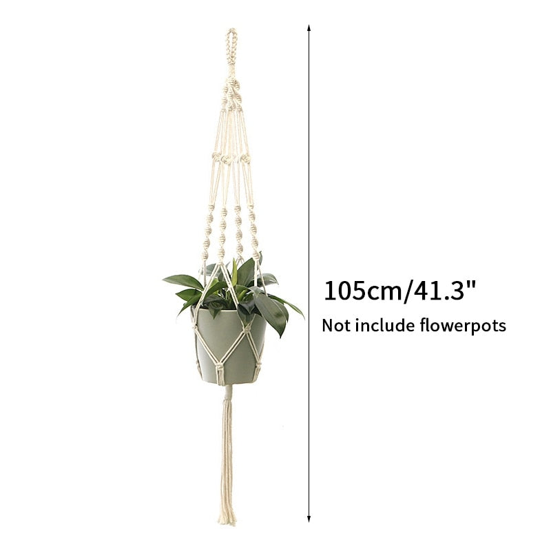 Plant Hanging Basket Wall Hanger Flower Pot Pocket Handmade Macrame Woven Potted Net Bag  Balcony Boho Home Decor