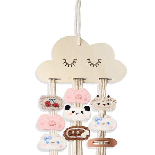 Cloud Baby Hair Clips Holder Ins Nordic Style Wood Princess Hairpin Hairband Storage Pendant DIY Jewelry Organizer Wall Ornament