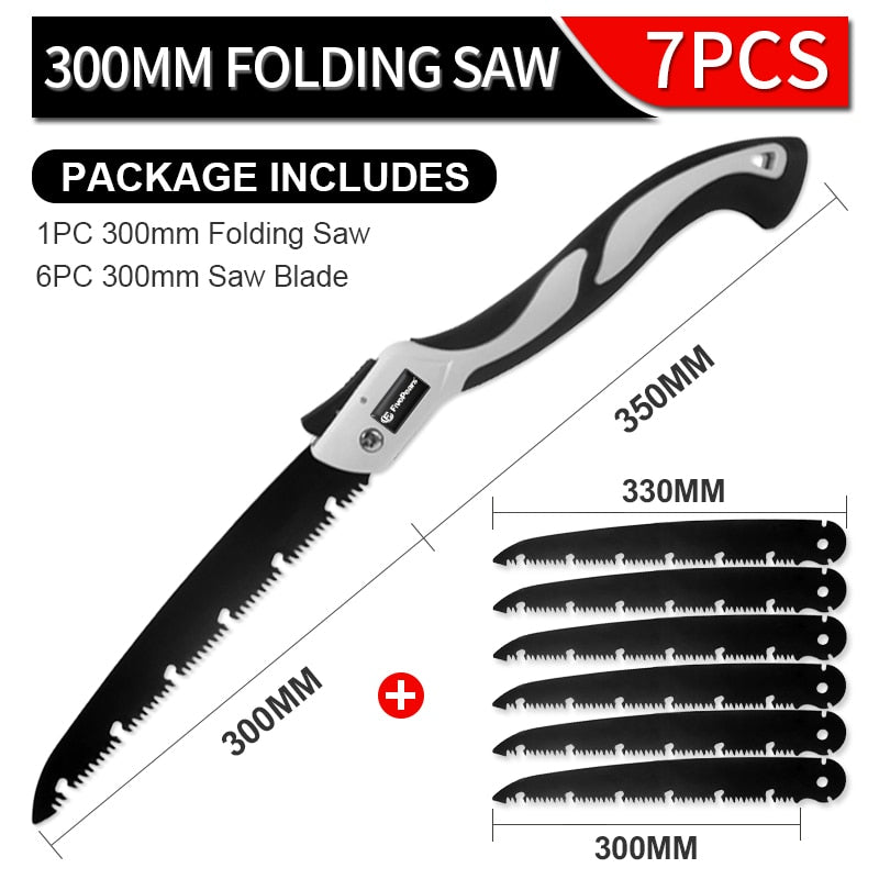 FivePears Portable Folding Hand Saw,Sk5 Alloy Hacksaw Blade,PTFE Coating,Portable Closes Camping Multitool Saws