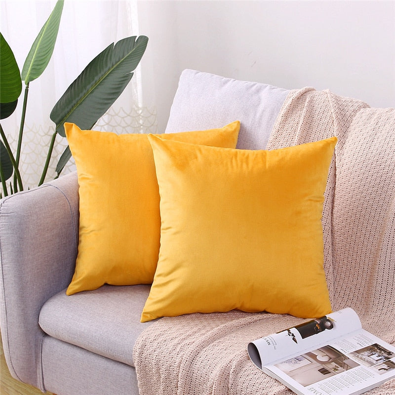 45x45cm Solid Color Luxury Velvet Throw Pillow Case Sofa