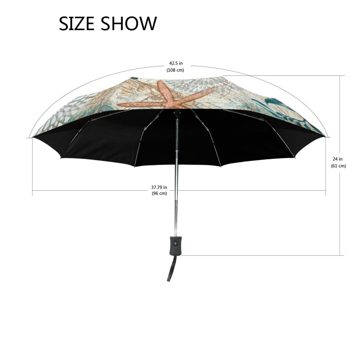 Vintage Ocean Sea Turtle   Rain Umbrella Three Folding Umbrella