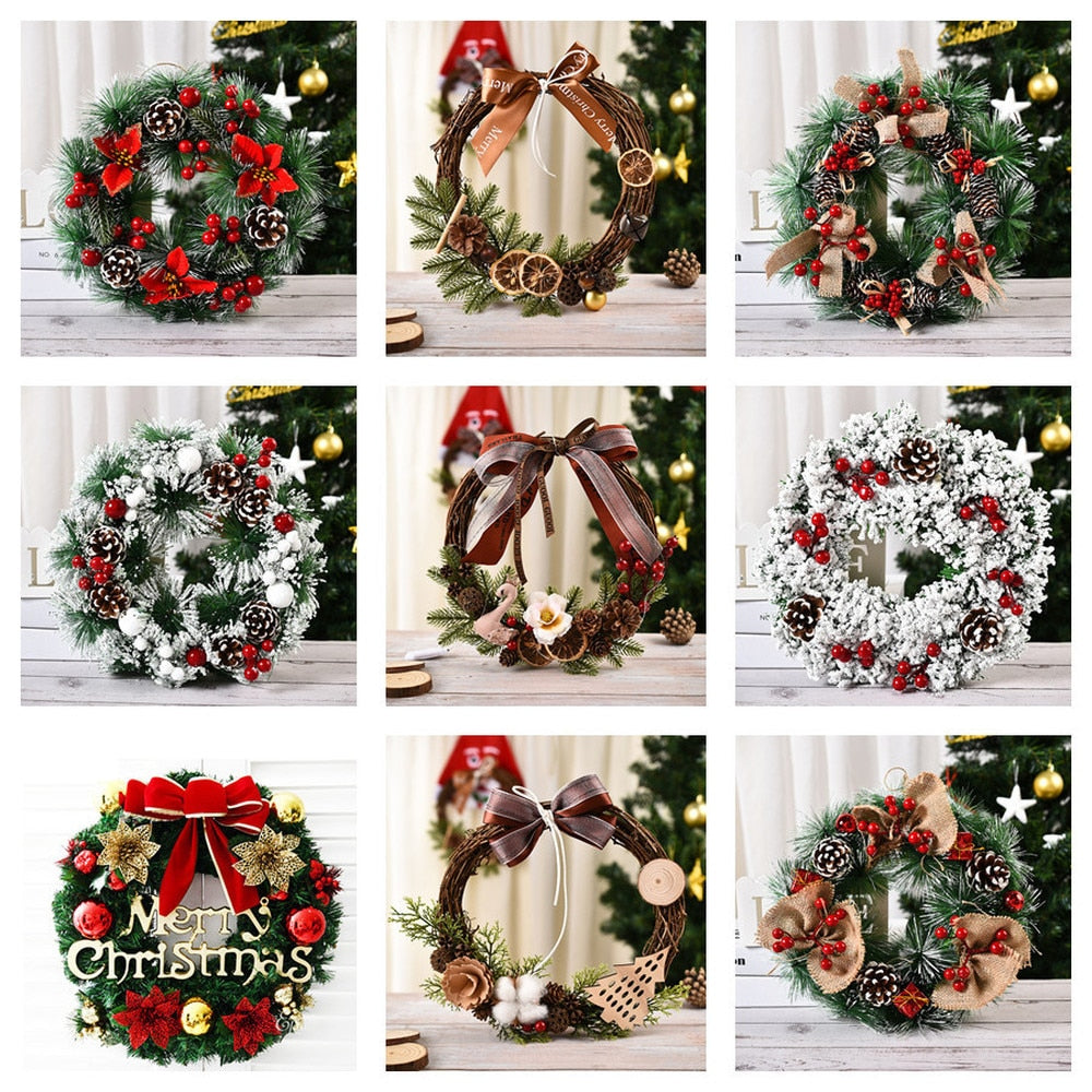 2022 Christmas Wreath Handmade Rattan Pendant Garland Christmas Decorations for Home Stairs Door Navidad 2023 New Year Ornaments