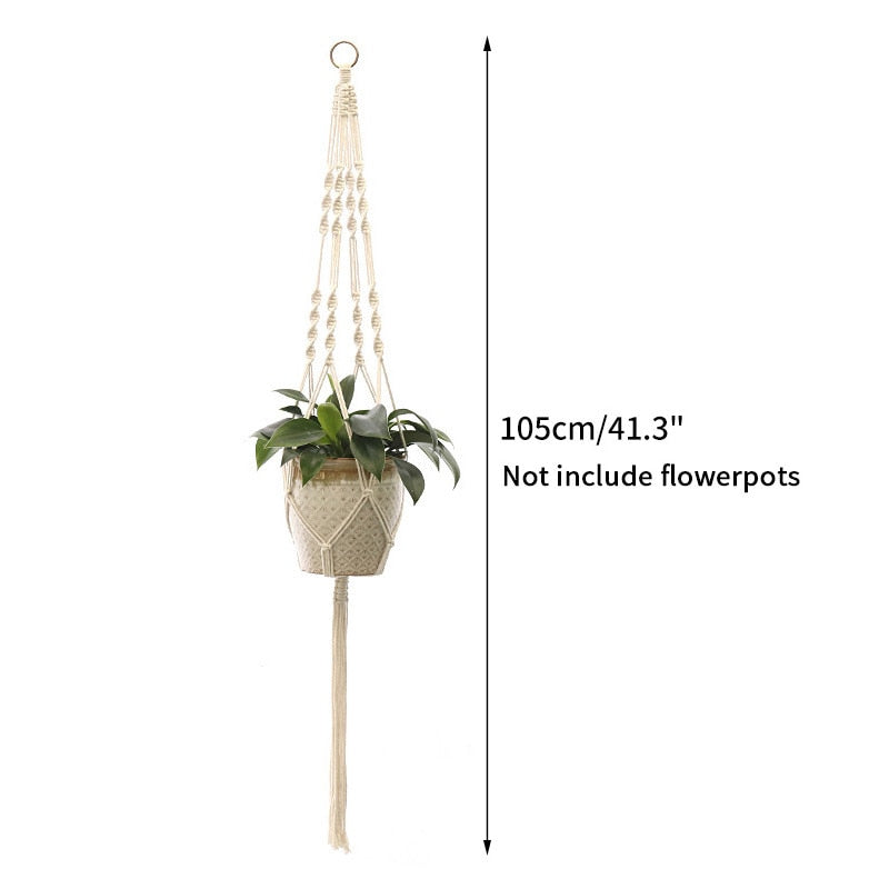 Plant Hanging Basket Wall Hanger Flower Pot Pocket Handmade Macrame Woven Potted Net Bag  Balcony Boho Home Decor