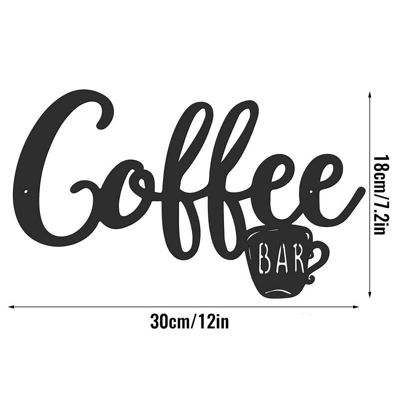 Metal Coffee Sign Tea Cup Bar Sign Hanging Wall Art Decor Coffee Word Letter Sign for Cafe Farmhouse Kitchen Wall Decor