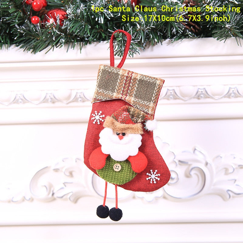 2023 New Year Christmas Stocking Sack Xmas Gift Candy Bag Noel Christmas Decorations for Home Navidad Sock Christmas Tree Decor