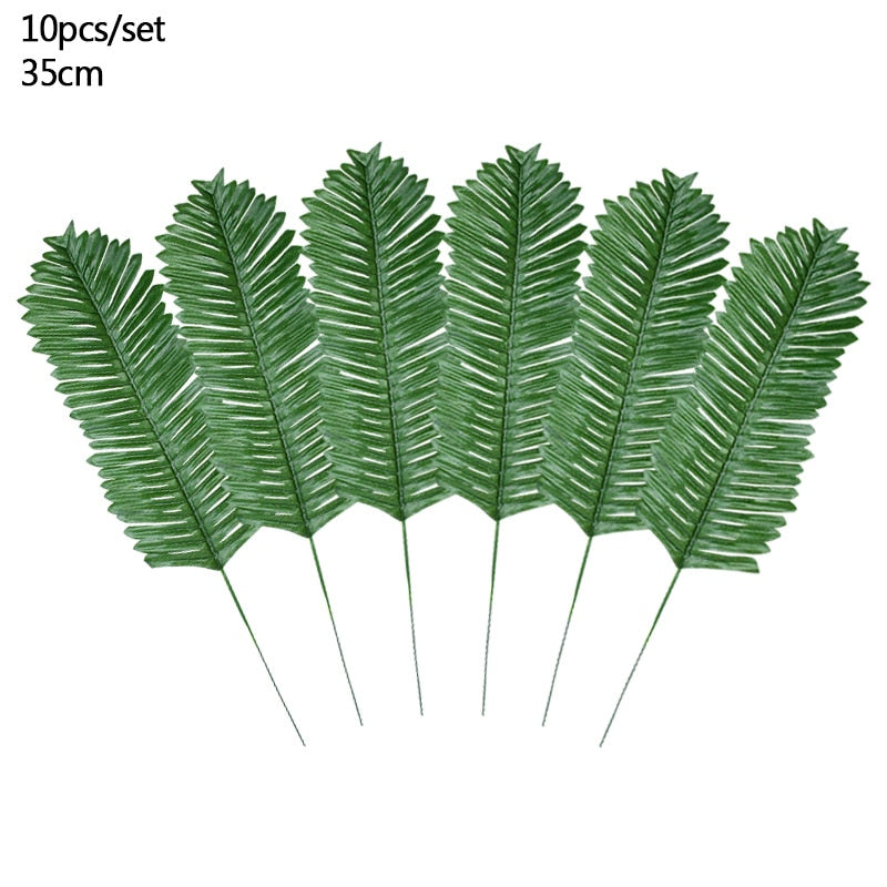 Artificial Tropical Palm Leaves Hawaiian Luau Safari Jungle Party Decoration Summer Wedding Birthday Home Table Decor Fake Plant