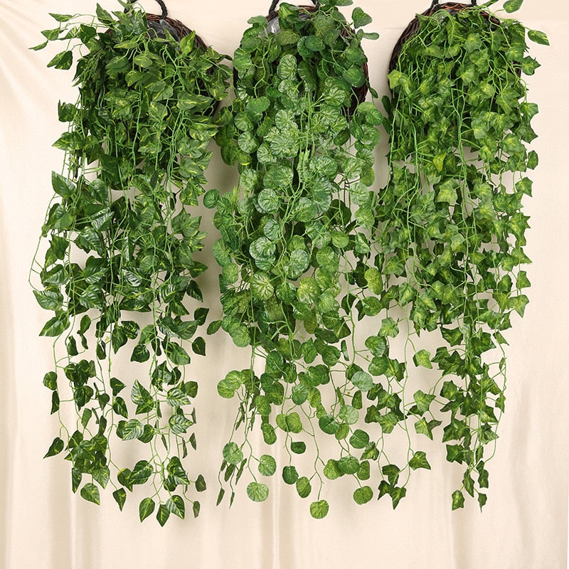 Simulation creeper wall hanging indoor green plant wall decoration fake flower rattan simulation plant green roots groundnut beg