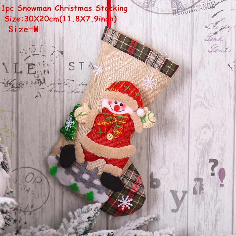 2023 New Year Christmas Stocking Sack Xmas Gift Candy Bag Noel Christmas Decorations for Home Navidad Sock Christmas Tree Decor