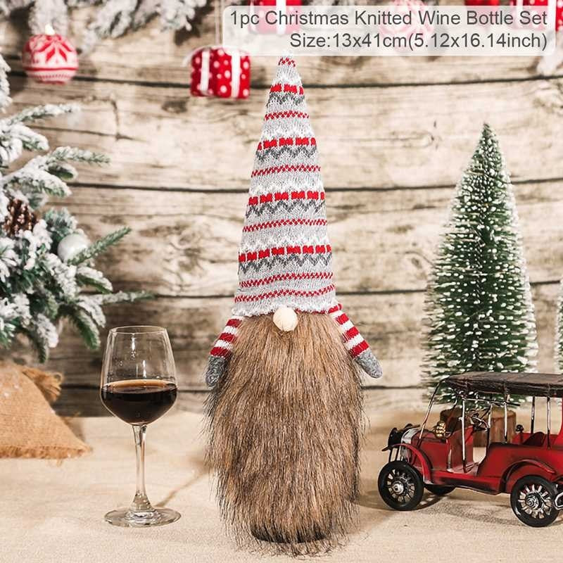 FengRise Christmas Decorations for Home Santa Claus Wine Bottle Cover Snowman Stocking Gift Holders Xmas Navidad Decor New Year