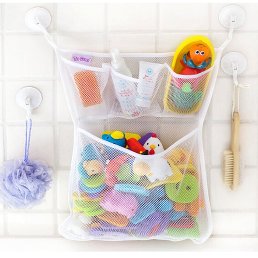 Baby Bathroom Mesh Bag for Children Bath Toy Bag Net Suction Cup Baskets Kids Bathtub