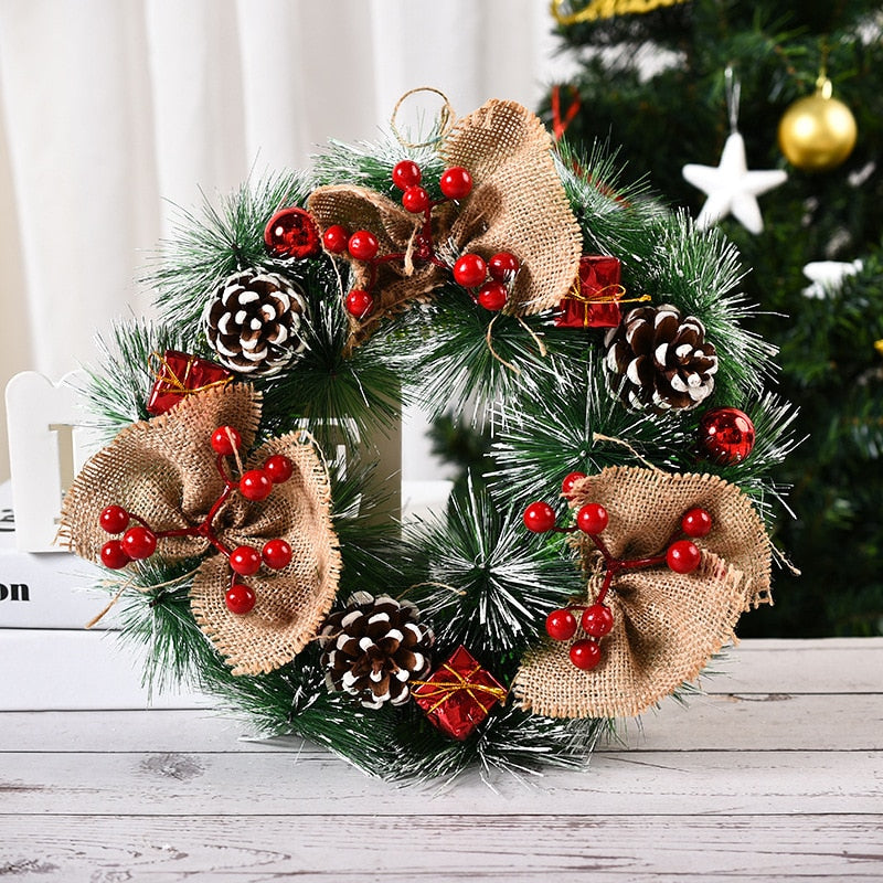 2022 Christmas Wreath Handmade Rattan Pendant Garland Christmas Decorations for Home Stairs Door Navidad 2023 New Year Ornaments